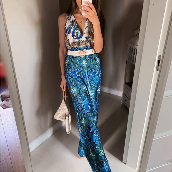 ZARA Floral Print belted jumpsuit - Picture 2 of 10